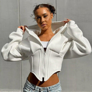 Long Sleeve Zipper Hooded Cardigan - Ultra Short Casual Top - MRC STOREHoodieMy StoreLong Sleeve Zipper Hooded Cardigan - Ultra Short Casual Top - MRC STOREMRC STORECJMY222321706FUWhiteL