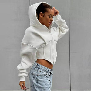 Long Sleeve Zipper Hooded Cardigan - Ultra Short Casual Top - MRC STOREHoodieMy StoreLong Sleeve Zipper Hooded Cardigan - Ultra Short Casual Top - MRC STOREMRC STORECJMY222321706FUWhiteL