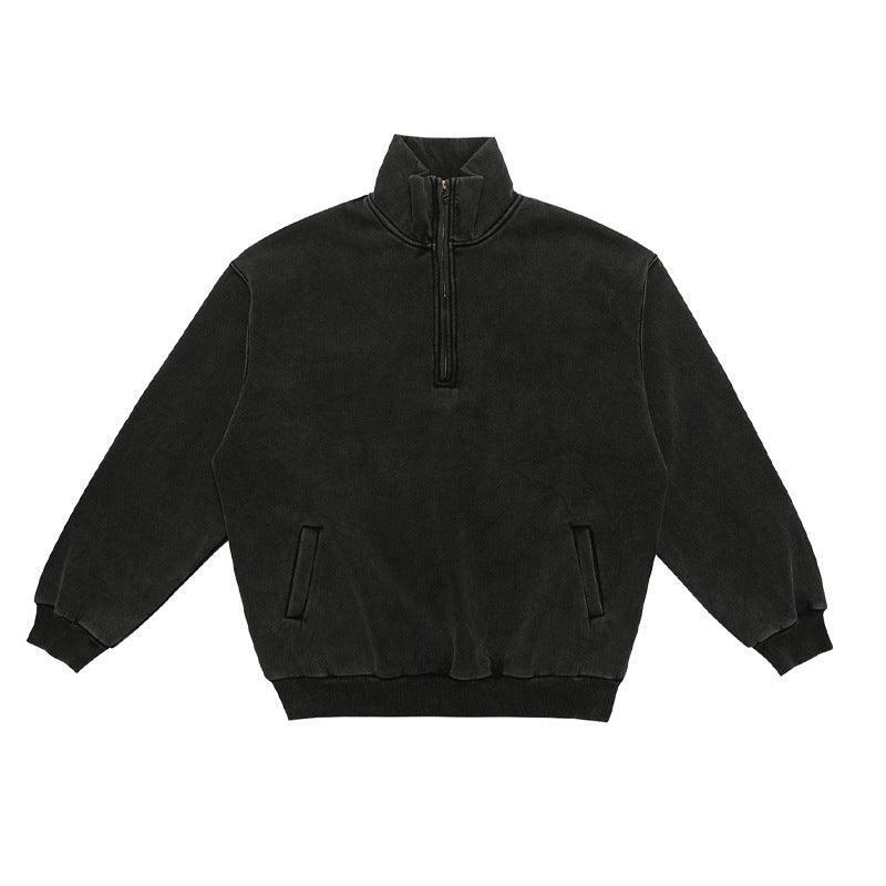 Retro Distressed Half Zipper Brushed Hoodie for Couples - Loose Fit, Thick Cotton, Washing Black - MRC STOREHoodieMy StoreRetro Distressed Half Zipper Brushed Hoodie for Couples - Loose Fit, Thick Cotton, Washing Black - MRC STOREMRC STORECJWY216096603CXWashing BlackL