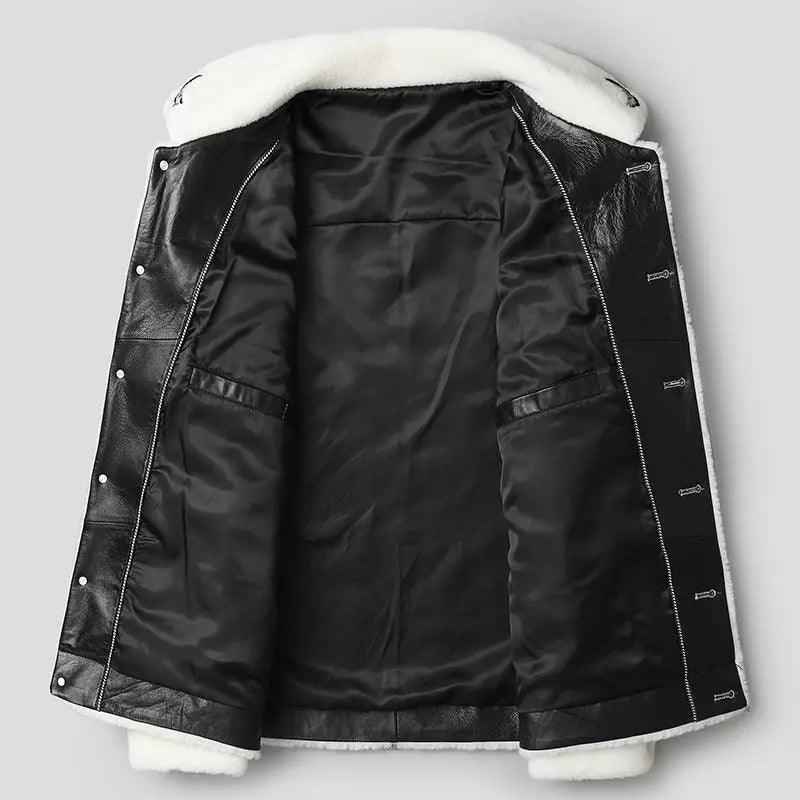 Fashionable White Grain Lamb Fur Jacket - MRC STOREJacketsMy StoreFashionable White Grain Lamb Fur JacketMRC STORECJZP171036311KPBlack2XL