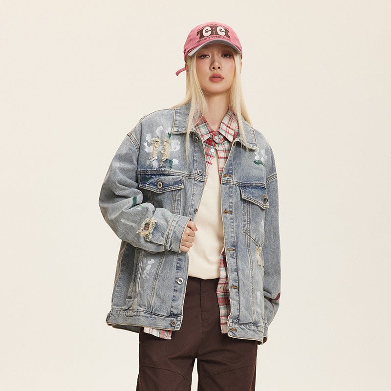 Unisex Washed Graffiti Ripped Denim Jacket - Retro - MRC STOREJacketsMy StoreUnisex Washed Graffiti Ripped Denim Jacket - Retro My Store MRC STORECJXZ246504604DWBlue High Quality2XL