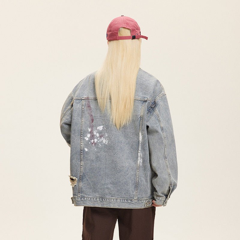 Unisex Washed Graffiti Ripped Denim Jacket - Retro - MRC STOREJacketsMy StoreUnisex Washed Graffiti Ripped Denim Jacket - Retro My Store MRC STORECJXZ246504604DWBlue High Quality2XL