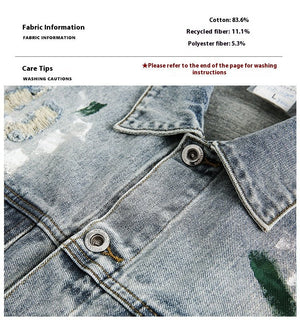Unisex Washed Graffiti Ripped Denim Jacket - Retro - MRC STOREJacketsMy StoreUnisex Washed Graffiti Ripped Denim Jacket - Retro My Store MRC STORECJXZ246504604DWBlue High Quality2XL