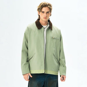 Men’s Contrast Color Washed Polo Collar Jacket - MRC STOREJacketsMy StoreMen’s Contrast Color Washed Polo Collar Jacket - Loose Fit Cotton Long Sleeve My Store MRC STORECJXZ245718811KPDeep Khaki2XL