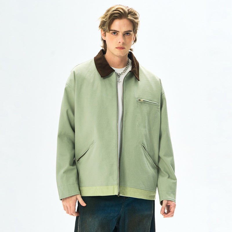 Men’s Contrast Color Washed Polo Collar Jacket - MRC STOREJacketsMy StoreMen’s Contrast Color Washed Polo Collar Jacket - Loose Fit Cotton Long Sleeve My Store MRC STORECJXZ245718811KPDeep Khaki2XL