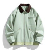 Men’s Contrast Color Washed Polo Collar Jacket - MRC STOREJacketsMy StoreMen’s Contrast Color Washed Polo Collar Jacket - Loose Fit Cotton Long Sleeve My Store  77.05MRC STORECJXZ245718805EVMint Green2XL
