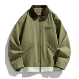 Men’s Contrast Color Washed Polo Collar Jacket - MRC STOREJacketsMy StoreMen’s Contrast Color Washed Polo Collar Jacket - Loose Fit Cotton Long Sleeve My Store  77.05MRC STORECJXZ245718817QJOlive2XL