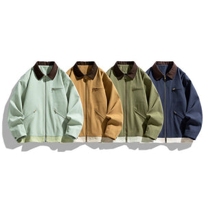 Men’s Contrast Color Washed Polo Collar Jacket - MRC STOREJacketsMy StoreMen’s Contrast Color Washed Polo Collar Jacket - Loose Fit Cotton Long Sleeve My Store MRC STORECJXZ245718811KPDeep Khaki2XL
