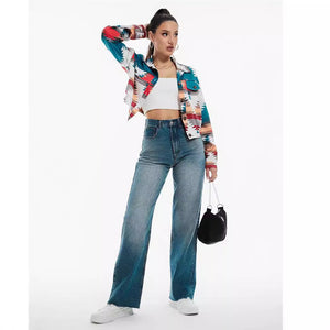 Women’s Color Block Printed Crop Top - MRC STOREJacketsMy StoreWomen’s Color Block Printed Crop Top My Store MRC STORECJYD247204403CXSapphire BlueL