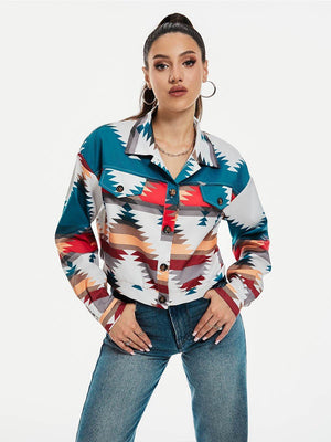 Women’s Color Block Printed Crop Top - MRC STOREJacketsMy StoreWomen’s Color Block Printed Crop Top My Store MRC STORECJYD247204403CXSapphire BlueL