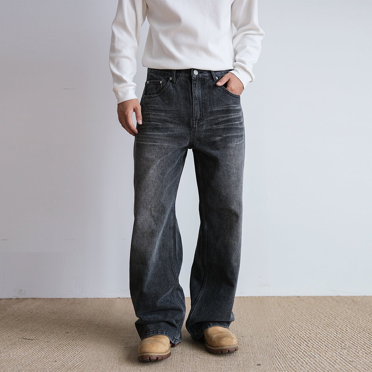 Men's Straight Retro Black Washed Jeans – Classic Cotton Trousers - MRC STOREjeansMy StoreMen's Straight Retro Black Washed Jeans – Classic Cotton TrousersMRC STORECJXX218563302BYBlack28