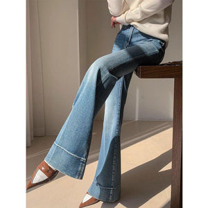 Retro High Waist Bootcut Jeans – Washed Denim - MRC STOREjeansMy StoreFrench Retro Style High Waist Bootcut Jeans for Women – Washed Denim Trousers - MRC STOREMRC STORECJNZ225117803CXBlueL