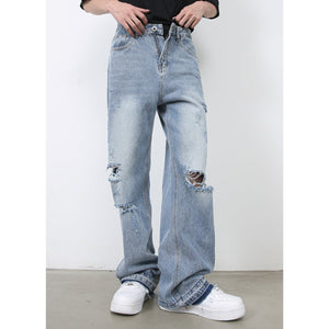 Ripped Jeans - Retro High Street Blue - MRC STOREjeansMy StorePerson wearing light blue distressed jeans and white sneakers on a plain backgroundMRC STORECJXX235397403CXBlueL