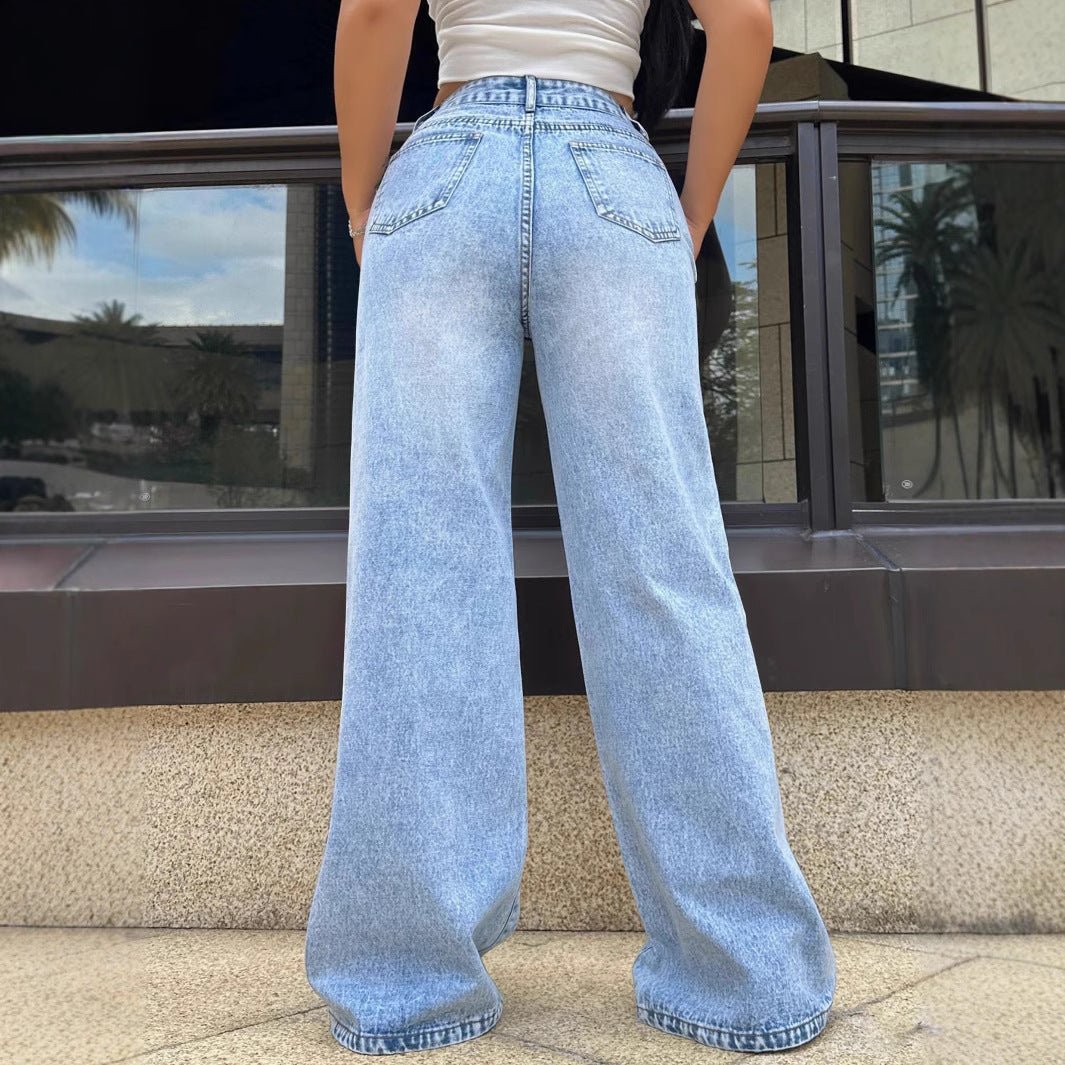 Women’s Ripped Jeans - Wide Leg Washed Blue - MRC STOREjeansMy StoreWomen’s Ripped Jeans - Wide Leg Washed Blue My Store MRC STORECJNZ236141909IRBlueL