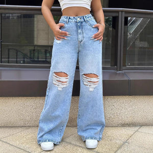 Women’s Ripped Jeans - Wide Leg Washed Blue - MRC STOREjeansMy StoreWomen’s Ripped Jeans - Wide Leg Washed Blue My Store  29.99MRC STORECJNZ236141904DWLight BlueL