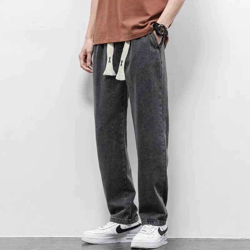 Gray Summer Wide Jeans by My Store, showcasing a relaxed fit and durable denim fabric for casual wear.