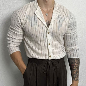 Men’s Hollow Cardigan - Solid Color Slim - MRC STORELong SleeveMy StoreMen’s Hollow Cardigan - Solid Color Slim My Store MRC STORECJDS235440011KPBlack2XL