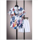 Men’s Ice Silk Printed Shirt Shorts Set - MRC STOREsetMy StoreMen's Casual Ice Silk Printed Short - Sleeve Shirt & Shorts Set – Summer Sports Outfit - MRC STOREMRC STORECJTW229128110JQBlue Leaves2XL