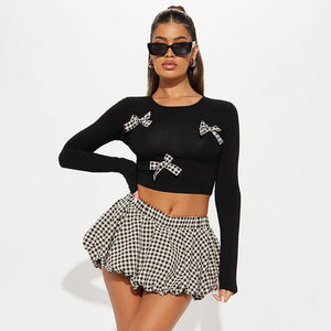 Women's Suit Set Cute Bow Decorative Plaid – Stylish and Adorable - MRC STOREsetMy StoreWomen's Suit Set Cute Bow Decorative Plaid – Stylish and Adorable - MRC STOREMRC STORECJLS223300803CXBlackL
