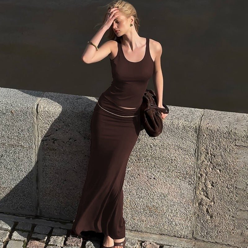 Women’s Vest Skirt Suit - Slim Pleated Set - MRC STOREsetMy StoreWomen’s Vest Skirt Suit - Slim Pleated Set My Store MRC STORECJLS241224403CXBrownL