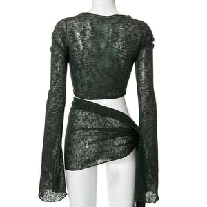 2024 Mesh See - through Strap Long - sleeved Wrap Top and Skirt - MRC STOREsetMy Store2024 Mesh See - through Strap Long - sleeved Wrap Top and Skirt - MRC STOREMRC STORECJTZ1792581-Green-LGreenL