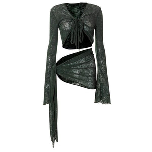 2024 Mesh See - through Strap Long - sleeved Wrap Top and Skirt - MRC STOREsetMy Store2024 Mesh See - through Strap Long - sleeved Wrap Top and Skirt - MRC STOREMRC STORECJTZ1792581-Green-LGreenL