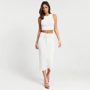 Women’s Two - Piece Skirt Set - Sleeveless White - MRC STOREsetMy StoreWomen’s Two - Piece Skirt Set - Sleeveless White My Store MRC STORECJLS231714803CXWhiteL