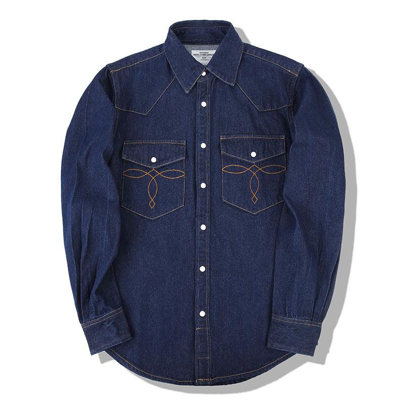 Classic Flower Wash Denim Shirt – Retro Cotton Shirt in Multiple Colors - MRC STOREshirtMy StoreClassic Flower Wash Denim Shirt – Retro Cotton Shirt in Multiple Colors - MRC STOREMRC STORECJDS228404503CX1304 Dark Blue Primary ColorsL