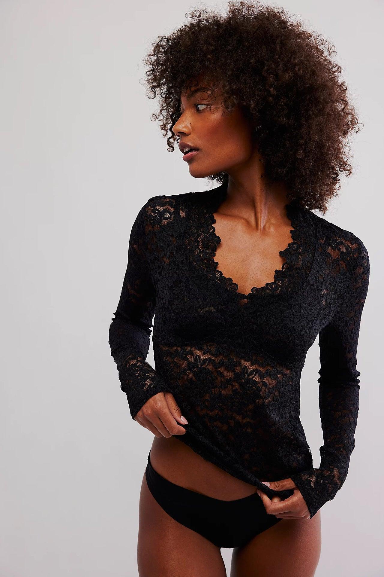 Hollow Lace Long - Sleeve V - Neck Top – Elegant Polyester Shirt for Women - MRC STOREshirtMy StoreHollow Lace Long - Sleeve V - Neck Top – Elegant Polyester Shirt for Women - MRC STOREMRC STORECJQB229328503CXBlackL