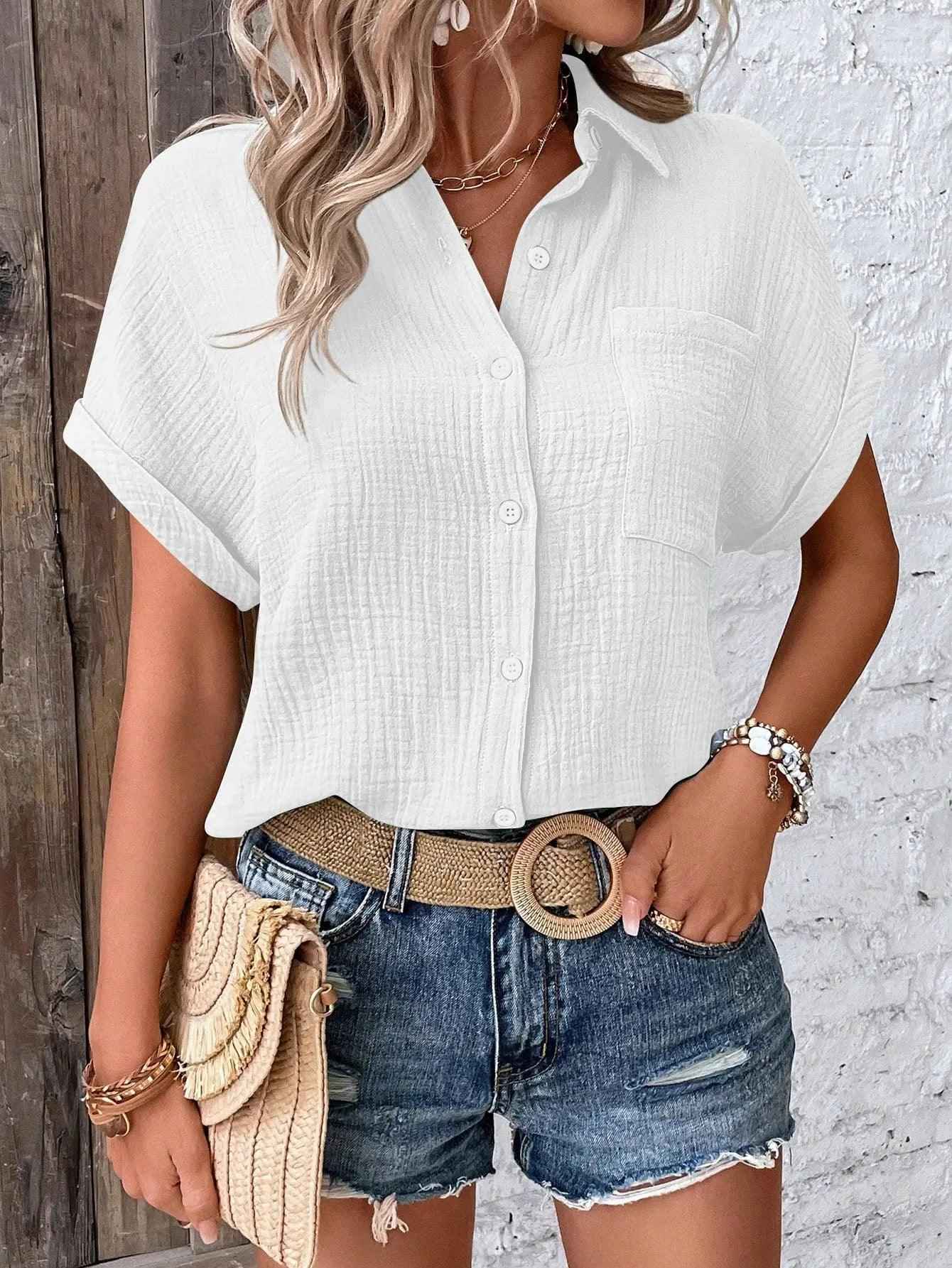 Women's Sleeve Button Shirt - MRC STOREshirtMy StoreWomen's Sleeve Button ShirtMRC STORECJYD208920103CXWhiteL