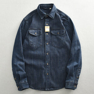Men’s Denim Shirt - Striped Dark Blue Coat - MRC STOREshirtMy StoreMen’s Denim Shirt - Striped Dark Blue Coat My Store MRC STORECJDS235429404DWDark Blue2XL