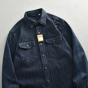 Men’s Denim Shirt - Striped Dark Blue Coat - MRC STOREshirtMy StoreMen’s Denim Shirt - Striped Dark Blue Coat My Store MRC STORECJDS235429404DWDark Blue2XL