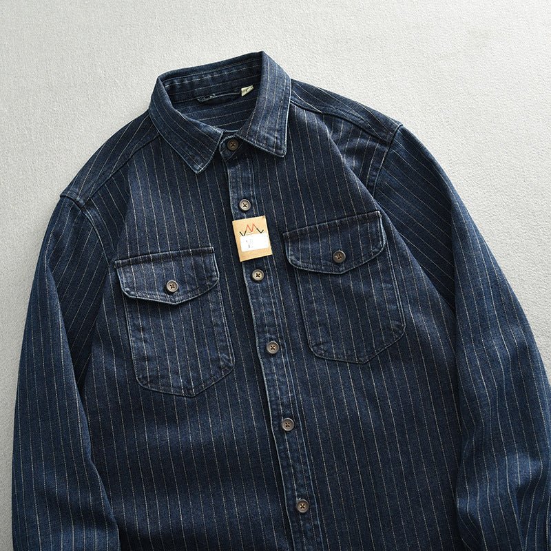 Men’s Denim Shirt - Striped Dark Blue Coat - MRC STOREshirtMy StoreMen’s Denim Shirt - Striped Dark Blue Coat My Store MRC STORECJDS235429404DWDark Blue2XL