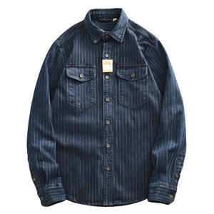 Men’s Denim Shirt - Striped Dark Blue Coat - MRC STOREshirtMy StoreMen’s Denim Shirt - Striped Dark Blue Coat My Store MRC STORECJDS235429404DWDark Blue2XL
