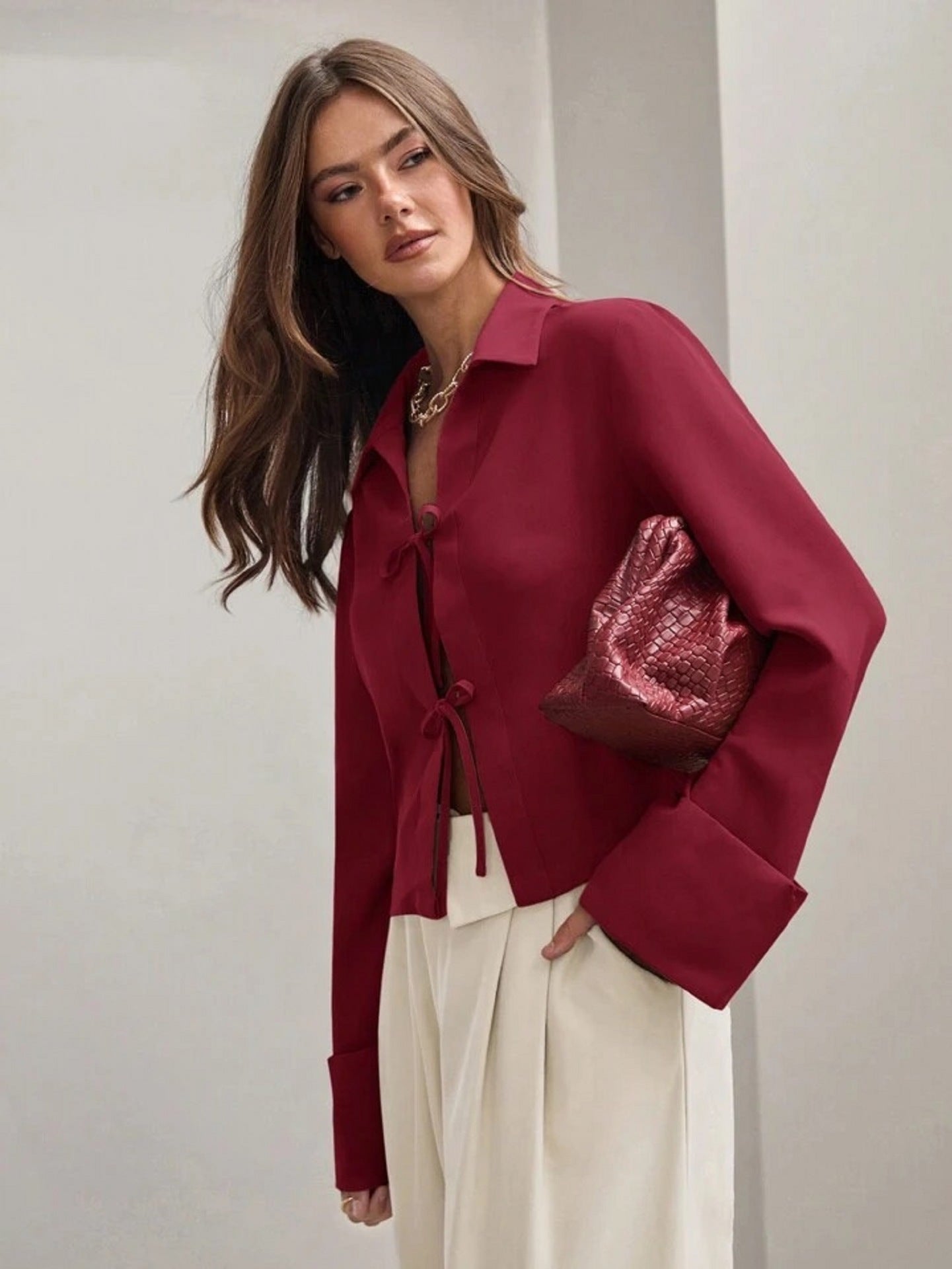 Women’s Bowknot Lace - Up Cardigan Shirt - MRC STOREshirtMy StoreWomen’s Bowknot Lace - Up Cardigan Shirt My Store  35.00MRC STORECJYD249264708HSWine RedL