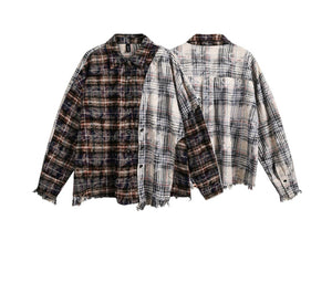 Men’s retro plaid shirt with a loose fit from My Store, featuring classic checkered pattern and casual style.