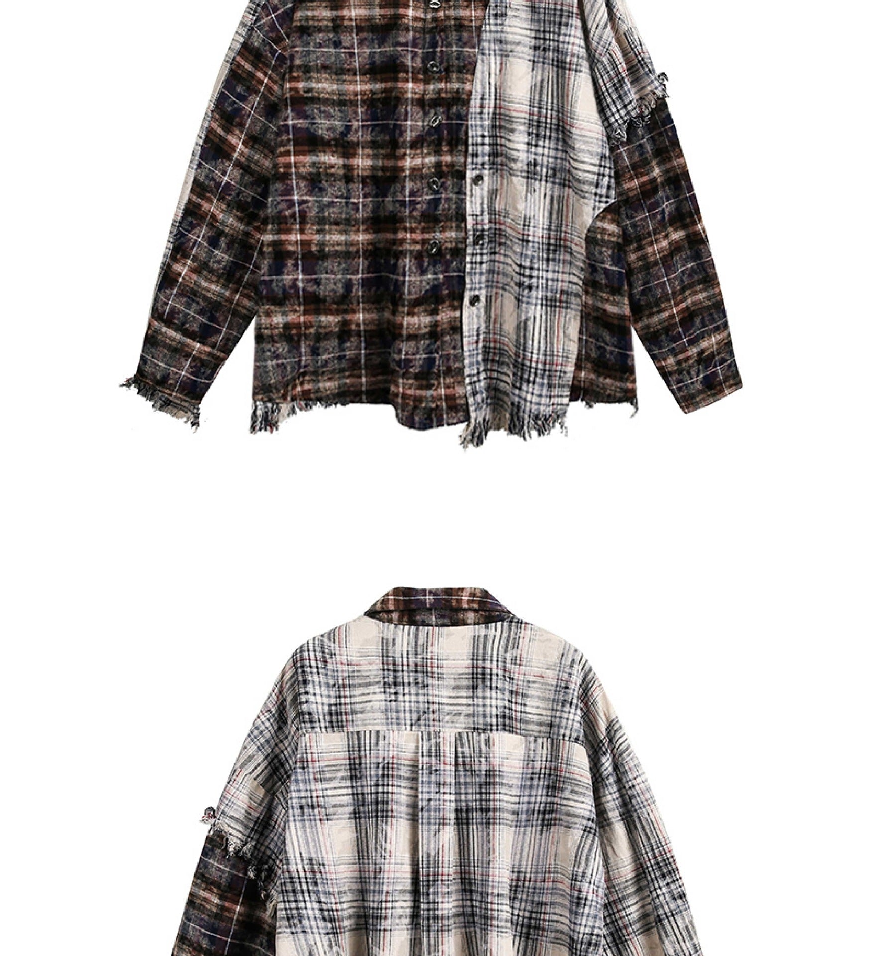 Men’s retro plaid shirt with a loose fit, featuring a classic design in bold colors, ideal for casual and vintage fashion styles.