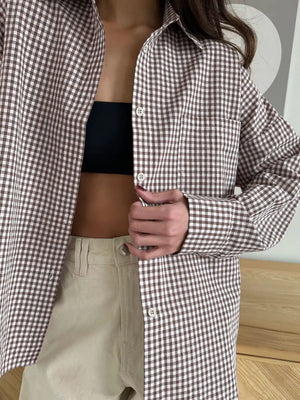 Plaid Shirt - Loose Cotton Fit - MRC STOREshirtMy StoreWomen’s Plaid Shirt - Loose Cotton 65cm Fit My Store MRC STORECJYD210691303CXPlaidL