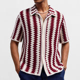 Men’s Knitwear Shirt - Vintage Stripe Hollow - MRC STOREshirtMy StoreMen’s Knitwear Shirt - Vintage Stripe Hollow My Store MRC STORECJDS241562104DWRed2XL