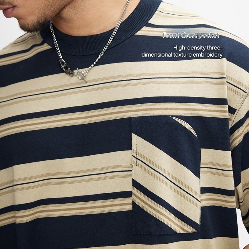 Unisex Striped T-Shirt - Loose Pocket Style - MRC STOREShortsMy StoreUnisex Striped T-Shirt - Loose Pocket Style My Store MRC STORECJYH233225702BYApricotL