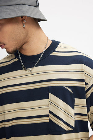 Unisex Striped T-Shirt - Loose Pocket Style - MRC STOREShortsMy StoreUnisex Striped T-Shirt - Loose Pocket Style My Store MRC STORECJYH233225705EVGrayL