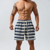 Black striped moisture-wicking sports shorts for men, size 2XL, designed for active wear and athletic comfort.