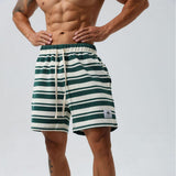 Black striped moisture-wicking sports shorts by My Store, 2XL size, designed for active wear and athletic comfort.