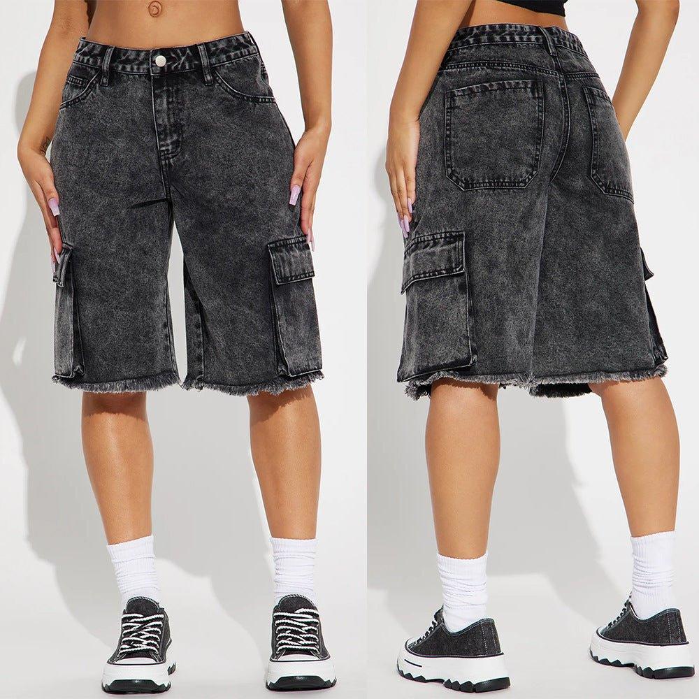 Frayed Hem Denim Shorts – Black Street Style - MRC STOREShortsMy StoreStreet Style Frayed Hem Denim Shorts – Black, Cropped & Straight - MRC STOREMRC STORECJNZ211165003CXBlackL