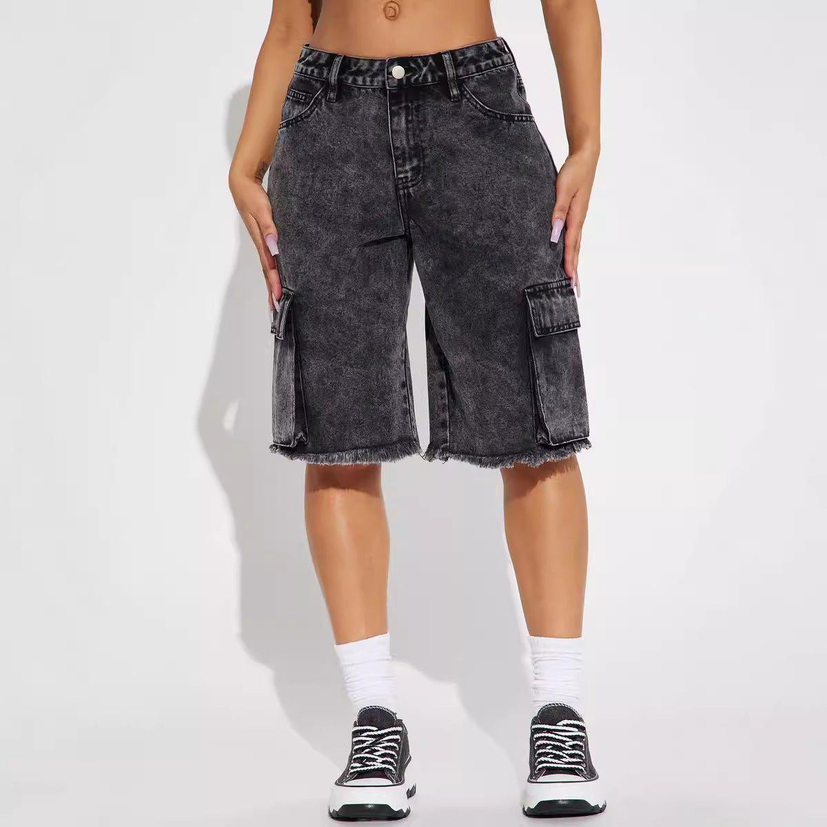 Frayed Hem Denim Shorts – Black Street Style - MRC STOREShortsMy StoreStreet Style Frayed Hem Denim Shorts – Black, Cropped & Straight - MRC STOREMRC STORECJNZ211165003CXBlackL
