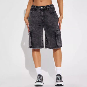 Frayed Hem Denim Shorts – Black Street Style - MRC STOREShortsMy StoreStreet Style Frayed Hem Denim Shorts – Black, Cropped & Straight - MRC STOREMRC STORECJNZ211165003CXBlackL