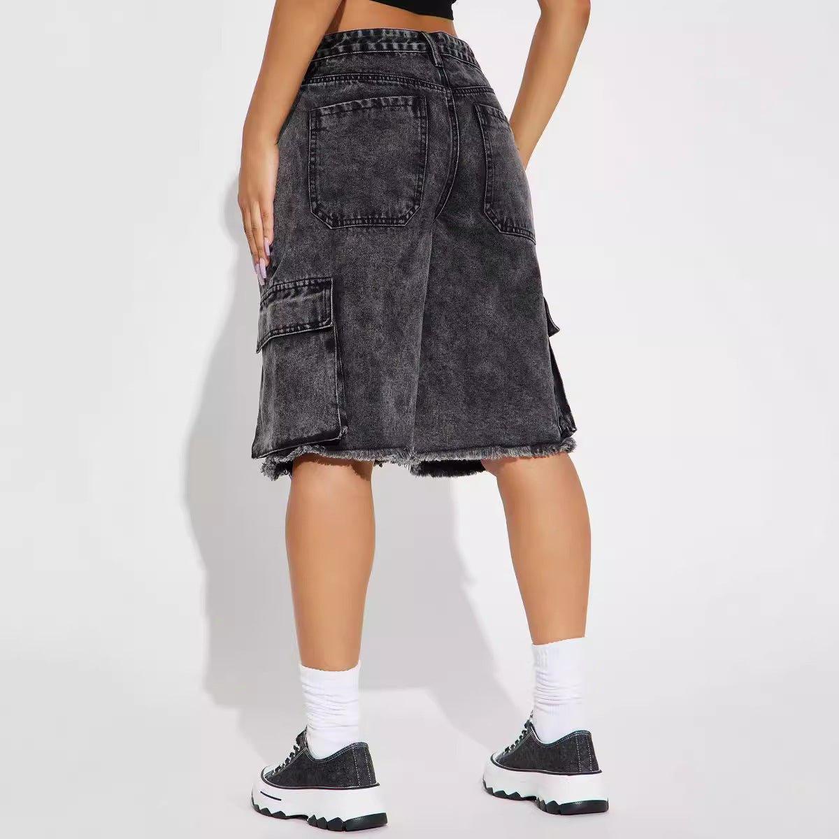 Frayed Hem Denim Shorts – Black Street Style - MRC STOREShortsMy StoreStreet Style Frayed Hem Denim Shorts – Black, Cropped & Straight - MRC STOREMRC STORECJNZ211165003CXBlackL