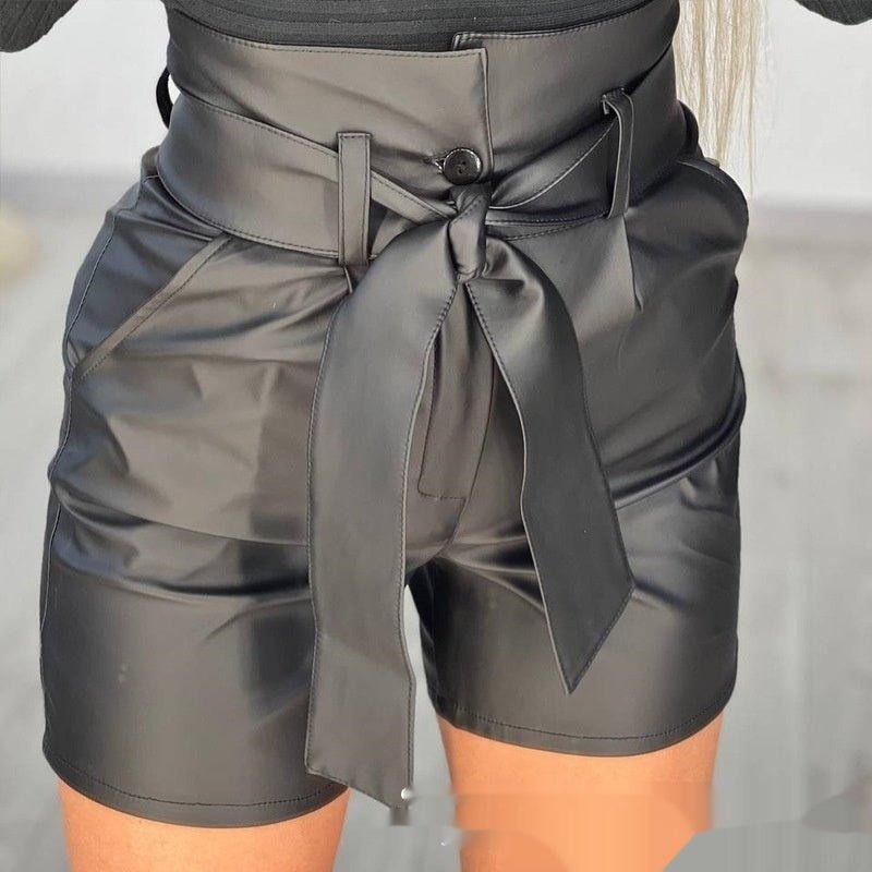 High Waist PU Shorts – Black Strap, Belted - MRC STOREShortsMy StoreHigh Waist Black Strap PU Shorts with Belt - Sleek and Stylish - MRC STOREMRC STORECJTZ212131703CXBlackL