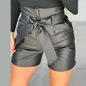 High Waist PU Shorts – Black Strap, Belted - MRC STOREShortsMy StoreHigh Waist Black Strap PU Shorts with Belt - Sleek and Stylish - MRC STOREMRC STORECJTZ212131703CXBlackL