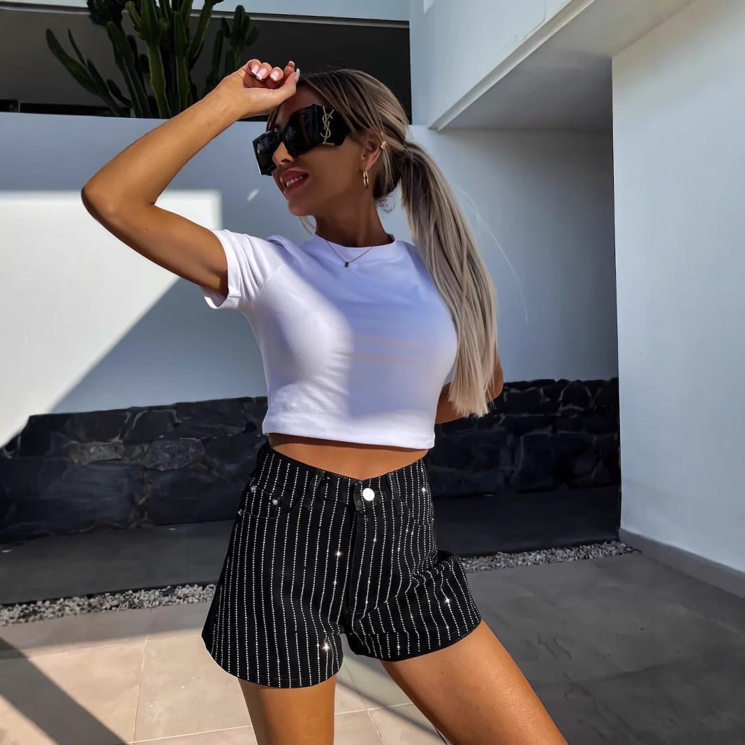 Women’s Denim Shorts - Rhinestone Straight - MRC STOREShortsMy StoreWomen’s Denim Shorts - Rhinestone Straight My Store MRC STORECJNZ235544203CXBlackL